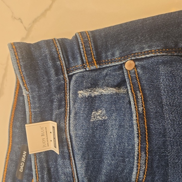 NWT Judy Blue Dad Jeans High Waisted Button Fly Straight Leg Stone Wash Blue 22W - Picture 5 of 13